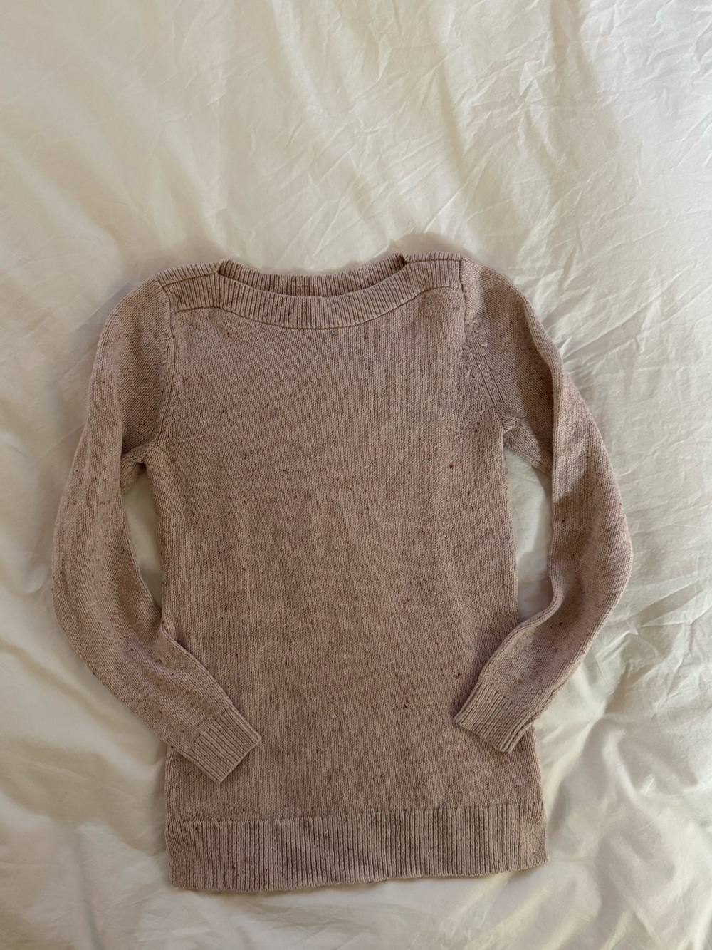 LOFT Flecked Scoop Neck Sweater in Heathered Dusty Pink
